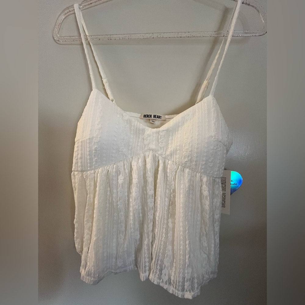 Derek Heart Cream Lace Spaghetti Strap Camisole